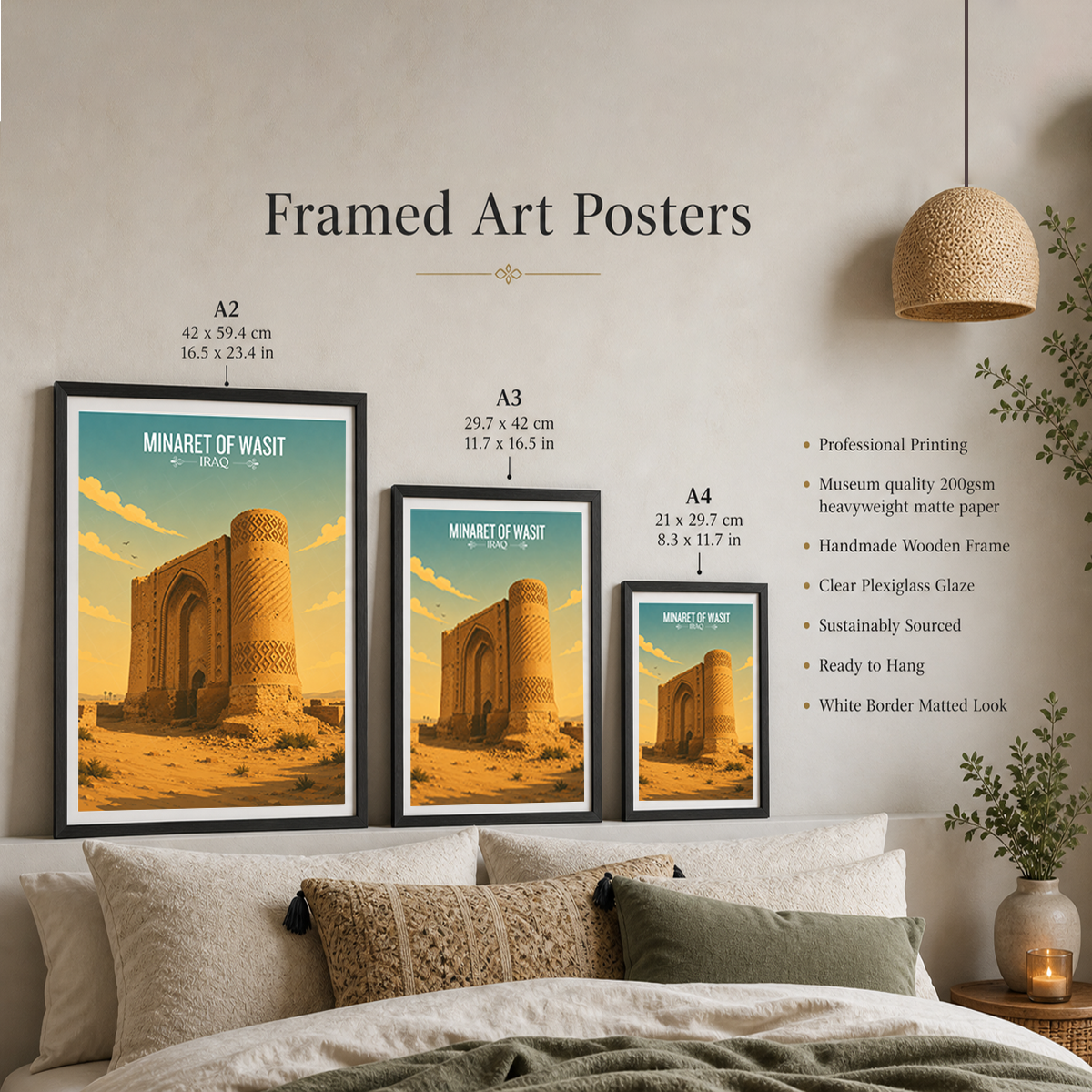 Minaret of Wasit - Iraq - Travel Art Wall Deco Poster - Art Print - Travel Art Poster