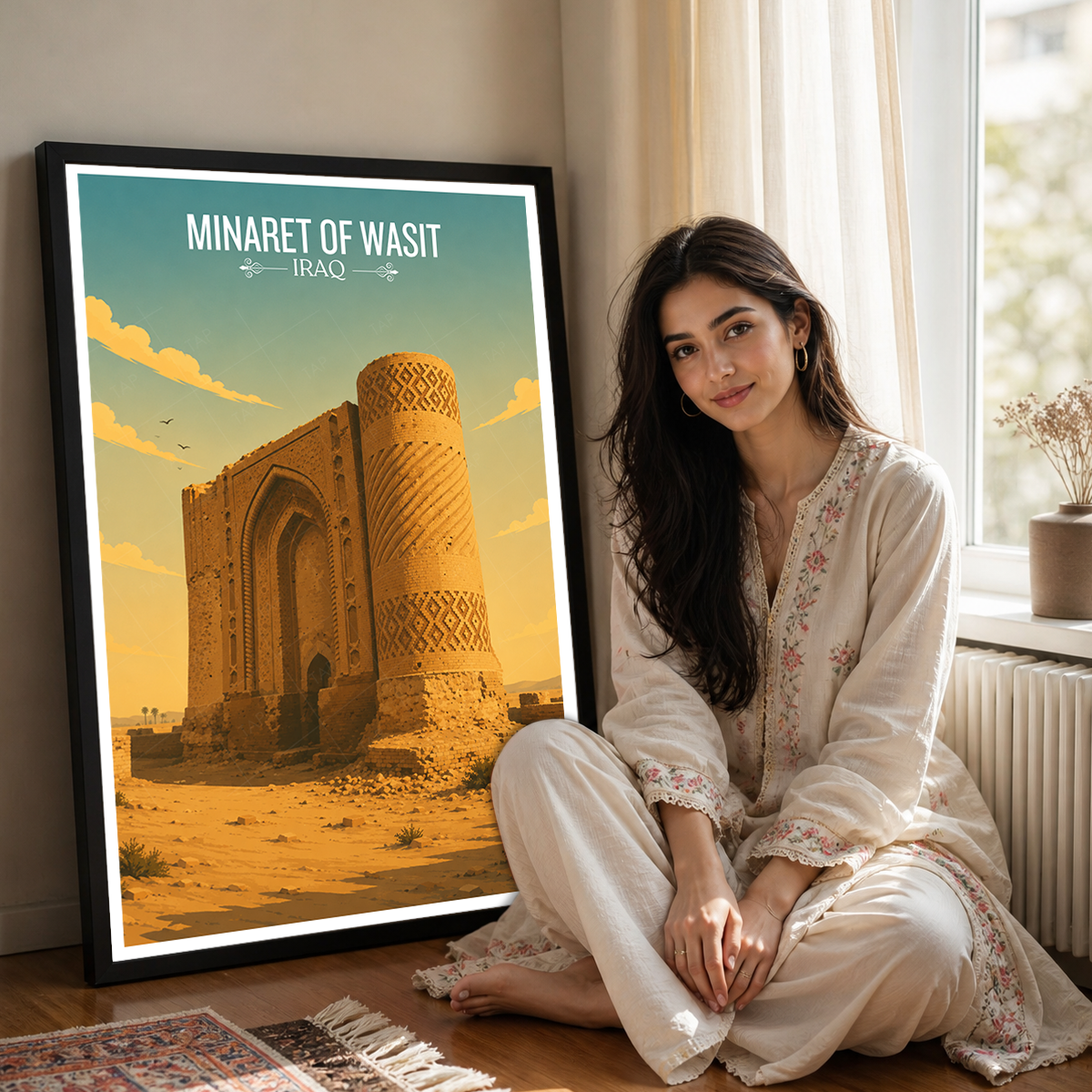 Minaret of Wasit - Iraq - Travel Art Wall Deco Poster - Art Print - Travel Art Poster