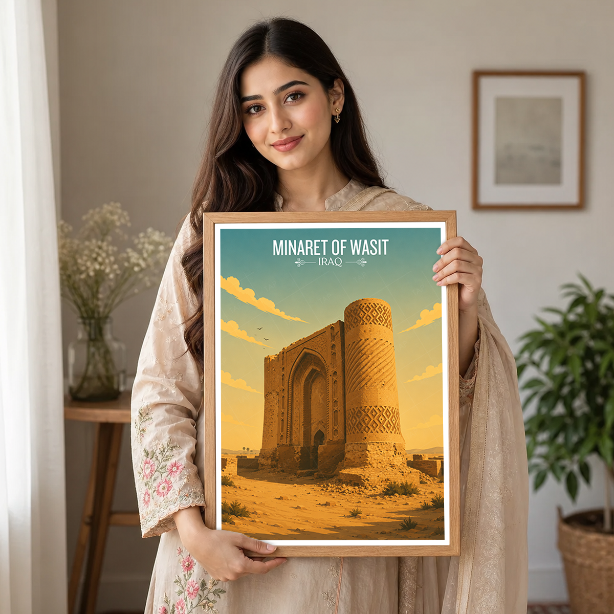 Minaret of Wasit - Iraq - Travel Art Wall Deco Poster - Art Print - Travel Art Poster