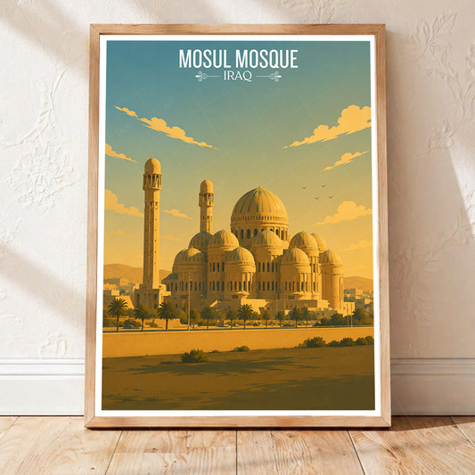 Mosul Mosque - Iraq - Travel Art Wall Deco Poster - Art Print - Travel Art Poster