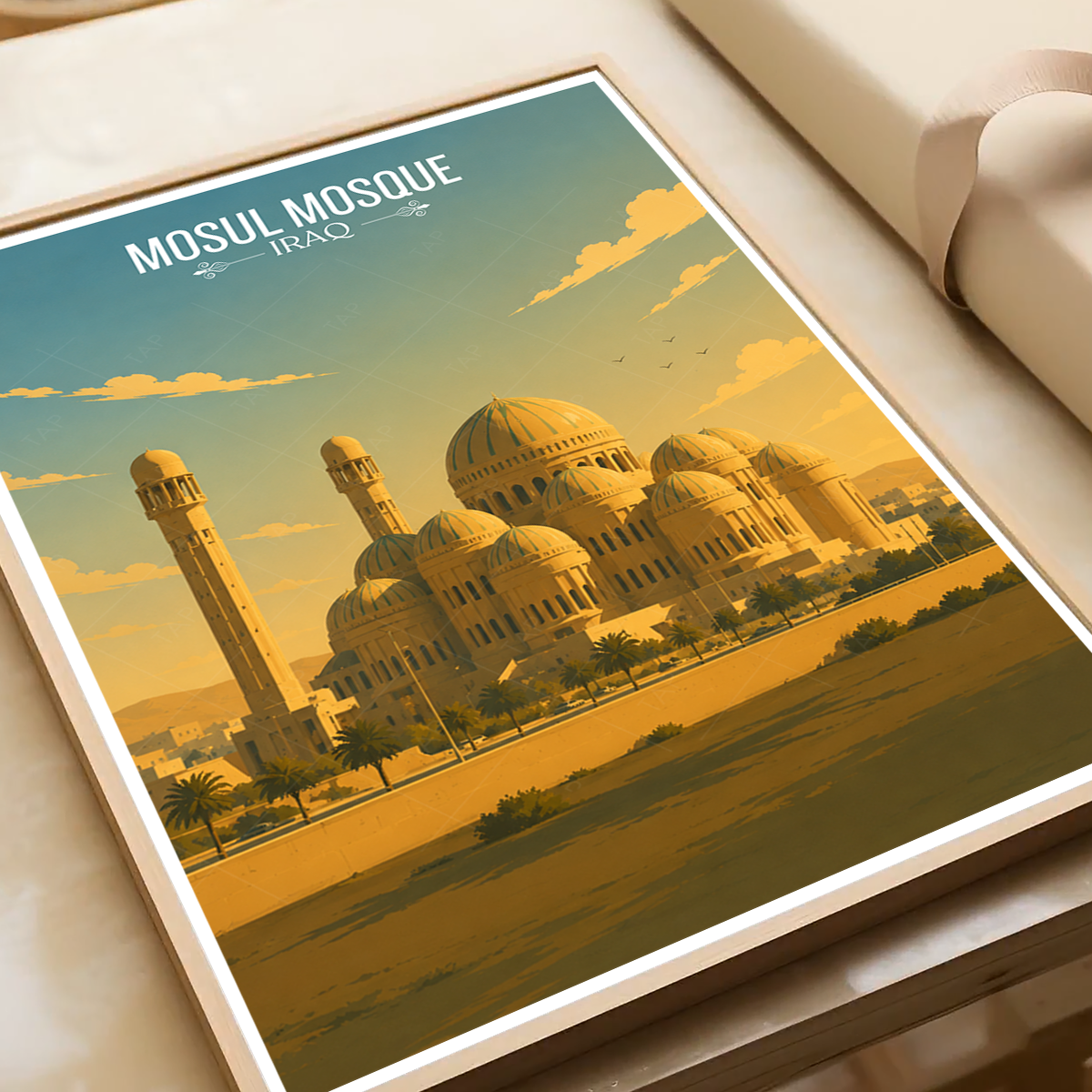 Mosul Mosque - Iraq - Travel Art Wall Deco Poster - Art Print - Travel Art Poster