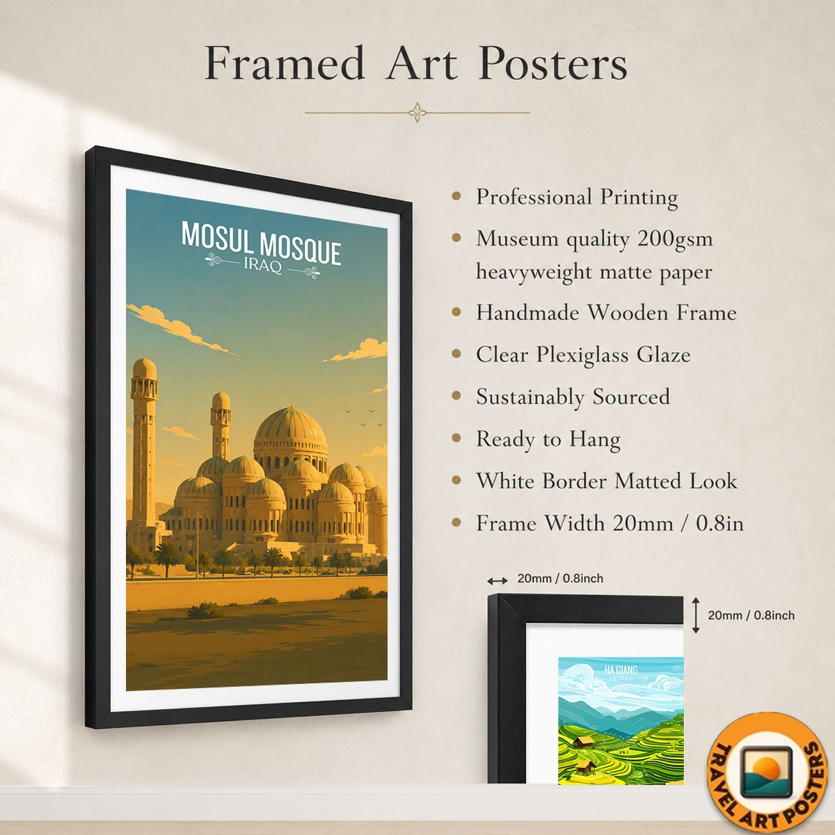 Mosul Mosque - Iraq - Travel Art Wall Deco Poster - Art Print - Travel Art Poster