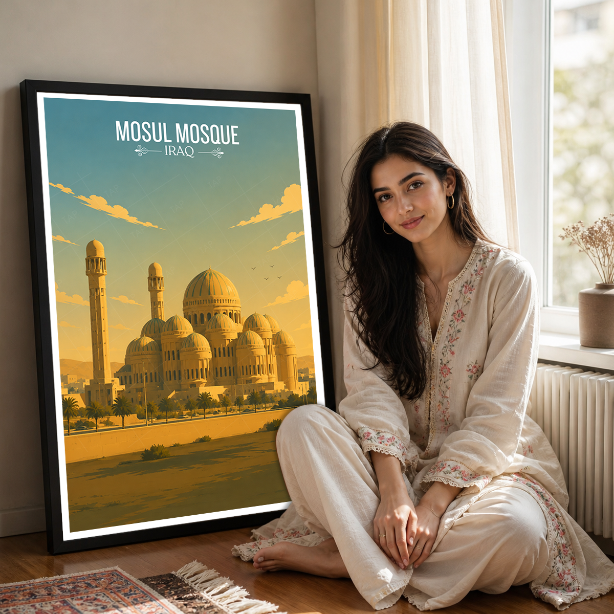 Mosul Mosque - Iraq - Travel Art Wall Deco Poster - Art Print - Travel Art Poster