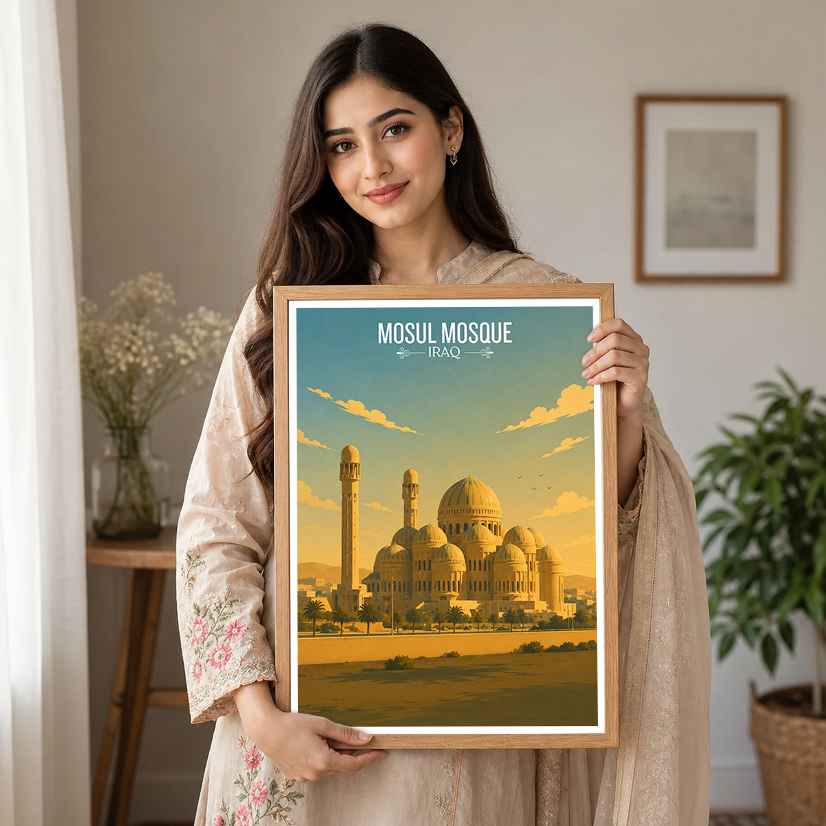 Mosul Mosque - Iraq - Travel Art Wall Deco Poster - Art Print - Travel Art Poster