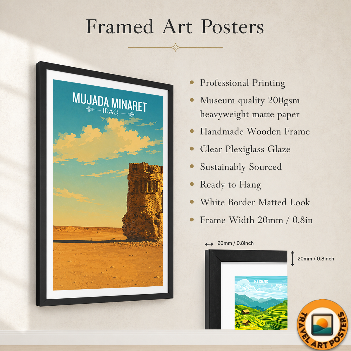 Mujada Minaret - Iraq - Travel Art Wall Deco Poster - Art Print - Travel Art Poster