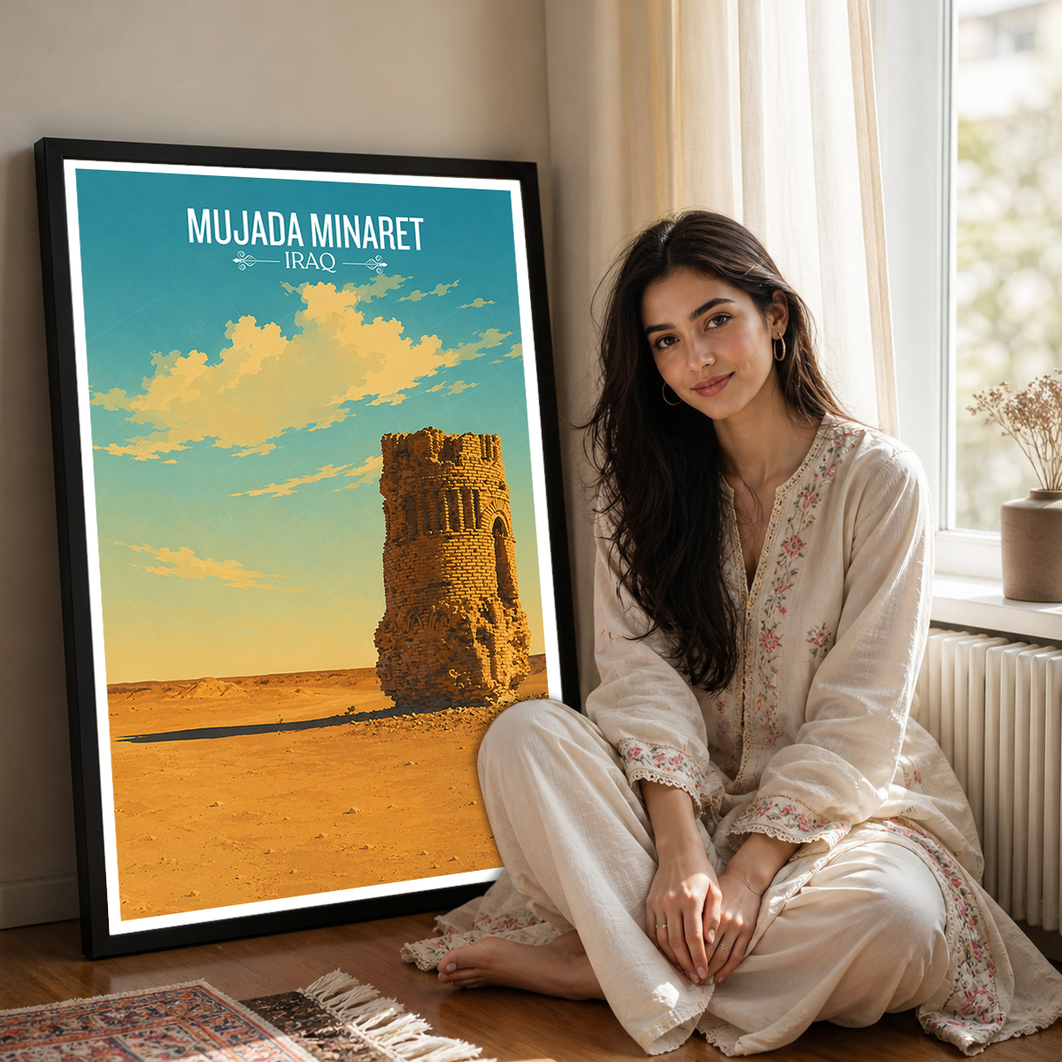 Mujada Minaret - Iraq - Travel Art Wall Deco Poster - Art Print - Travel Art Poster