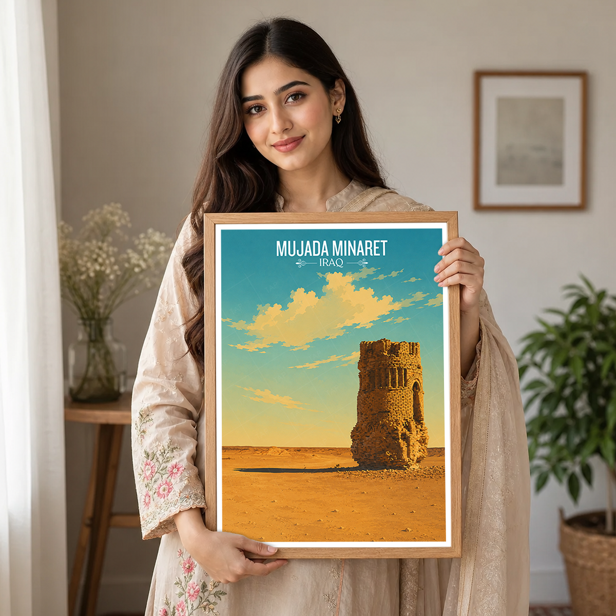 Mujada Minaret - Iraq - Travel Art Wall Deco Poster - Art Print - Travel Art Poster
