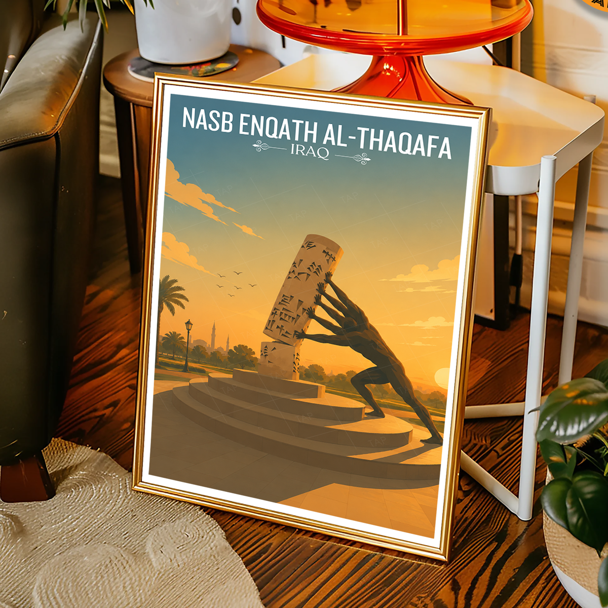 Nasb Enqath al-Thaqafa - Iraq - Travel Art Wall Deco Poster - Art Print - Travel Art Poster