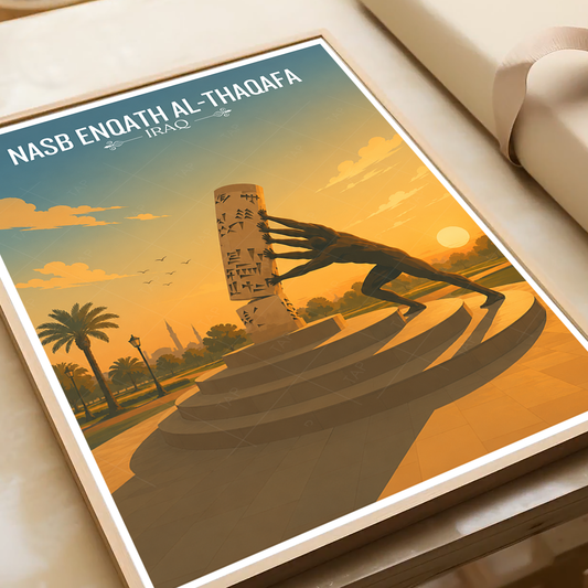 Nasb Enqath al-Thaqafa - Iraq - Travel Art Wall Deco Poster - Art Print - Travel Art Poster