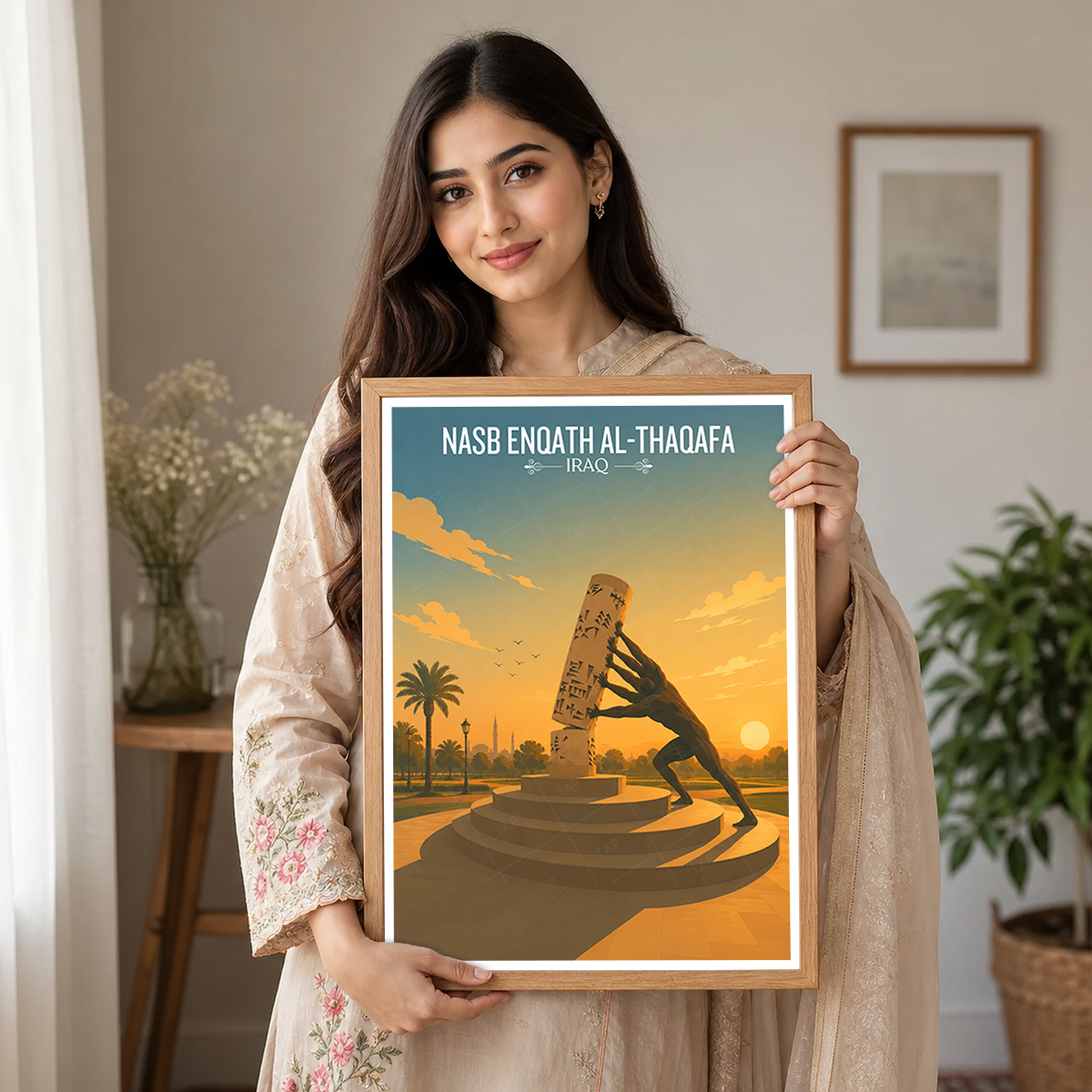 Nasb Enqath al-Thaqafa - Iraq - Travel Art Wall Deco Poster - Art Print - Travel Art Poster