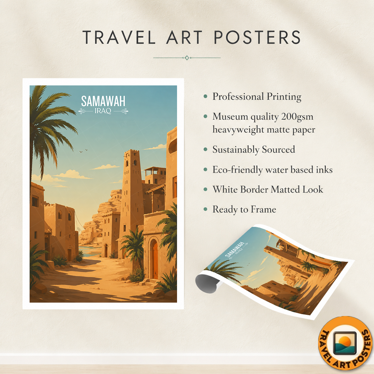 Samawah - Iraq - Travel Art Wall Deco Poster - Art Print - Travel Art Poster