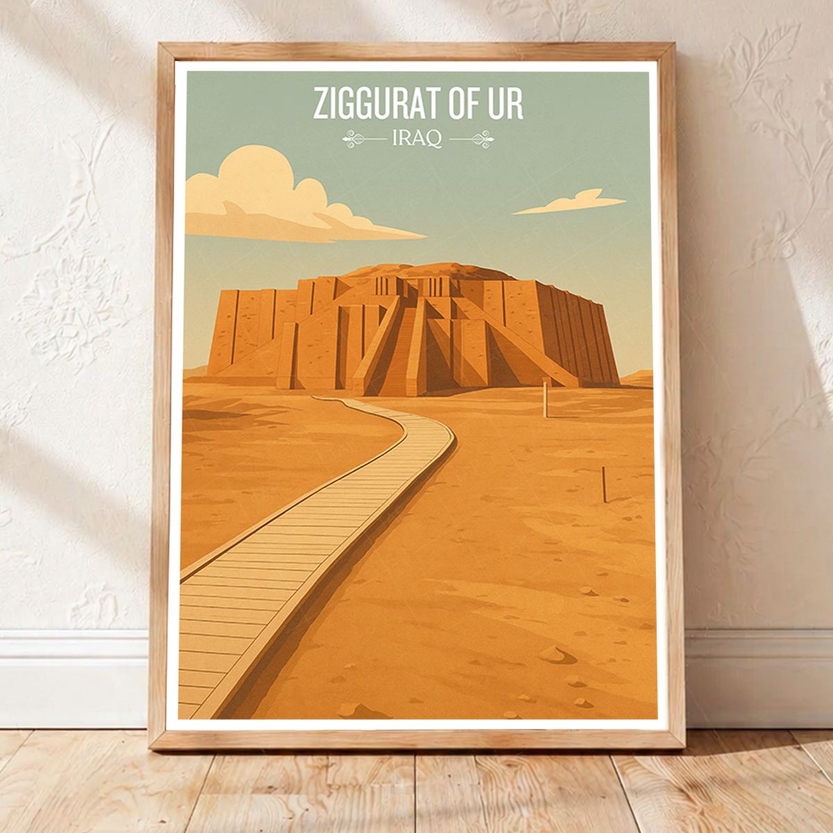 Ziggurat of Ur - Iraq - Travel Art Wall Deco Poster - Art Print - Travel Art Poster