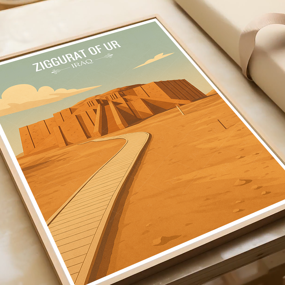 Ziggurat of Ur - Iraq - Travel Art Wall Deco Poster - Art Print - Travel Art Poster