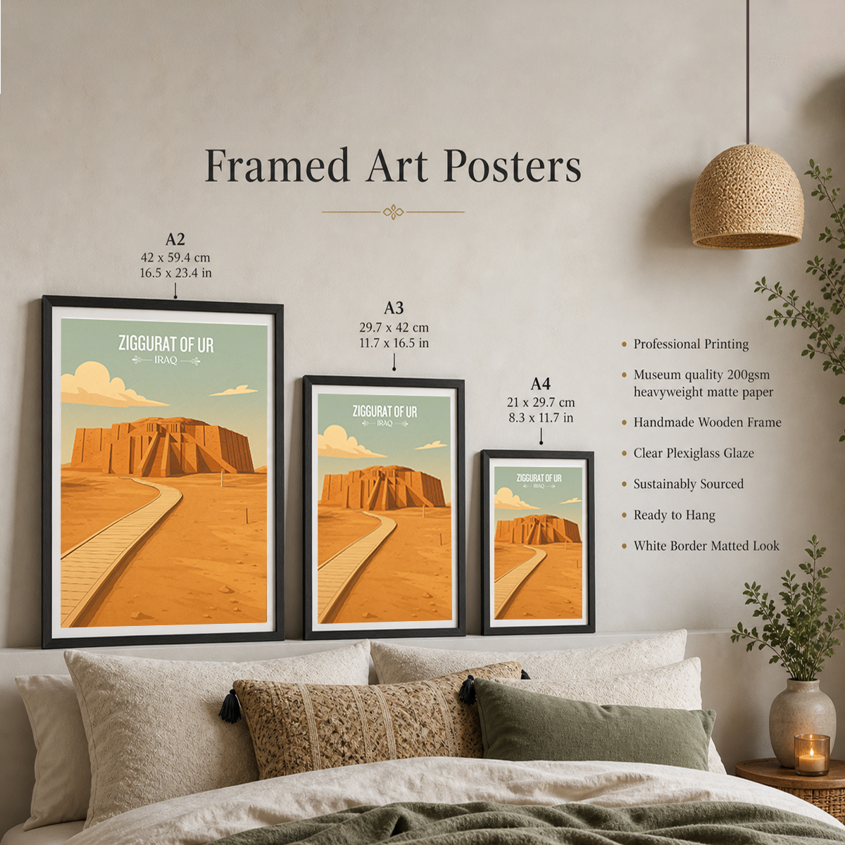 Ziggurat of Ur - Iraq - Travel Art Wall Deco Poster - Art Print - Travel Art Poster