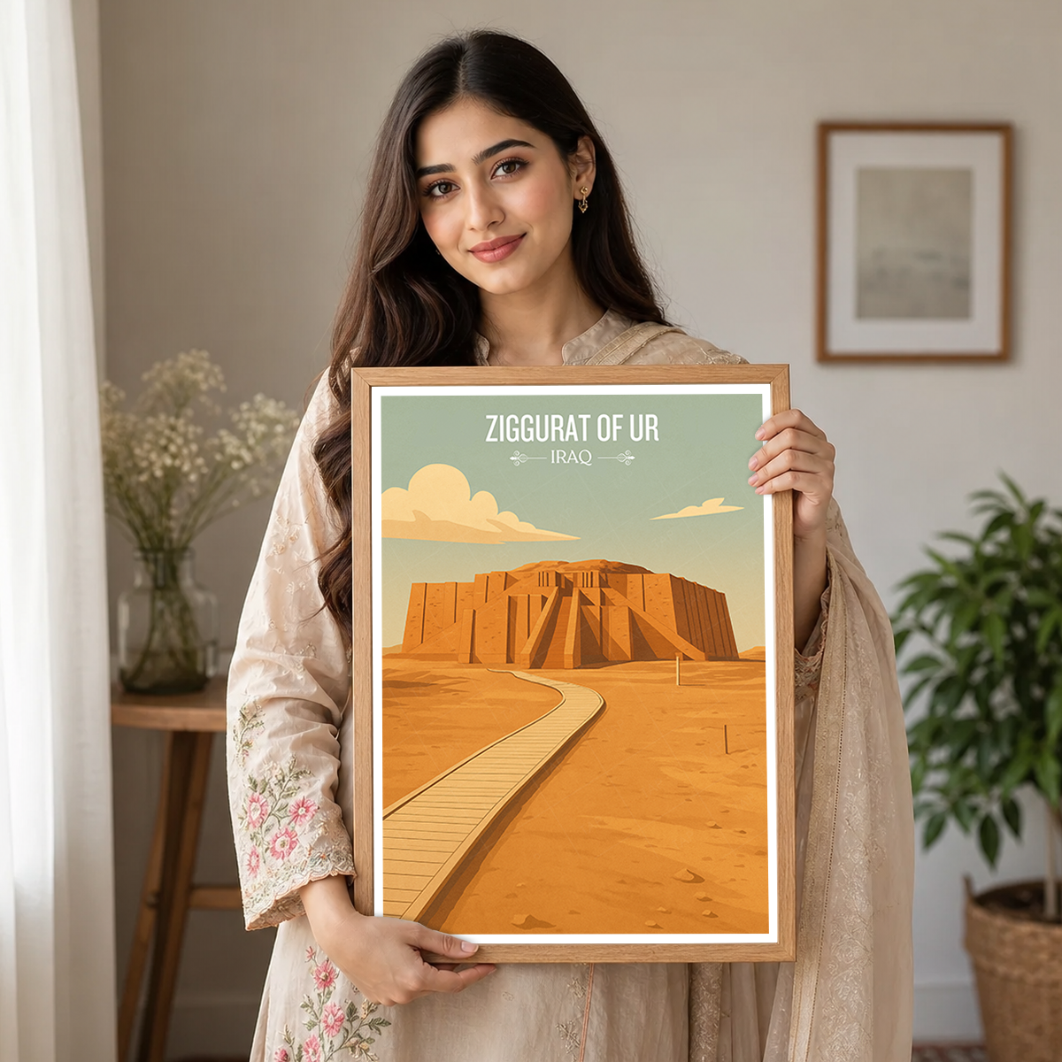 Ziggurat of Ur - Iraq - Travel Art Wall Deco Poster - Art Print - Travel Art Poster