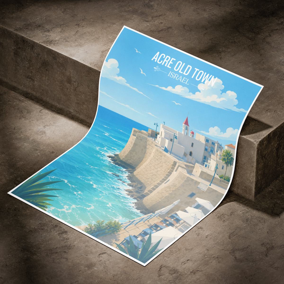 Acre Old Town - Israel - Travel Art Wall Deco Poster - Art Print - Travel Art Poster