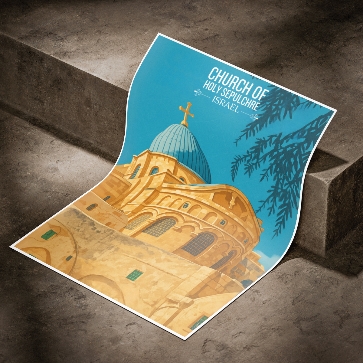 Church of Holy Sepulchre - Israel - Travel Art Wall Deco Poster - Art Print - Travel Art Poster