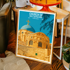 Church of Holy Sepulchre - Israel - Travel Art Wall Deco Poster - Art Print - Travel Art Poster