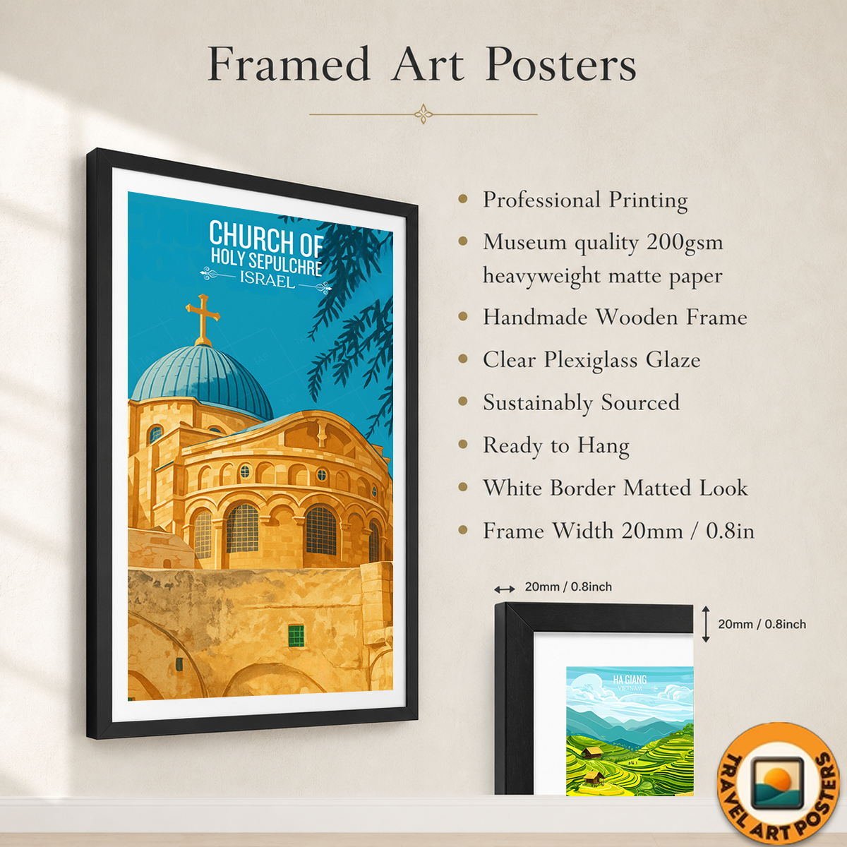 Church of Holy Sepulchre - Israel - Travel Art Wall Deco Poster - Art Print - Travel Art Poster