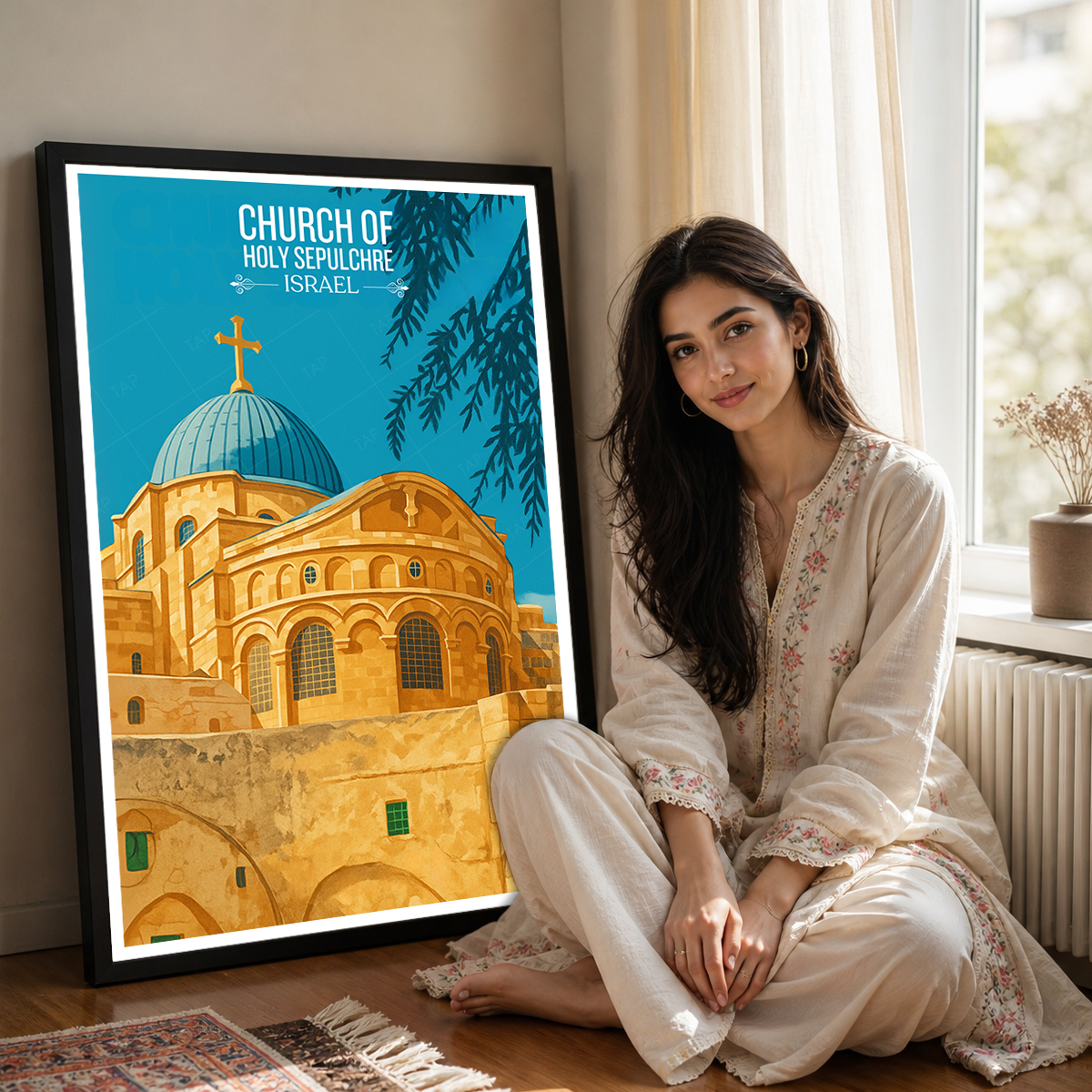 Church of Holy Sepulchre - Israel - Travel Art Wall Deco Poster - Art Print - Travel Art Poster
