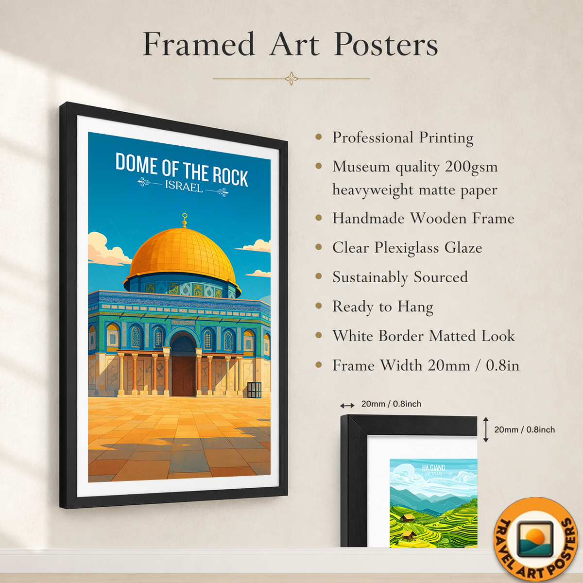 Dome of the Rock - Israel - Travel Art Wall Deco Poster - Art Print - Travel Art Poster