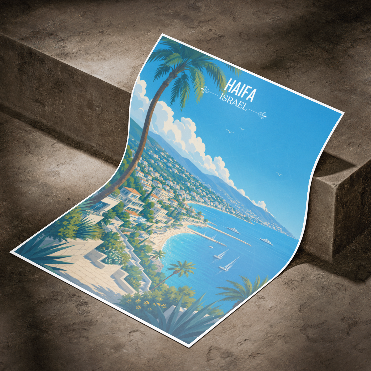 Haifa - Israel - Travel Art Wall Deco Poster - Art Print - Travel Art Poster