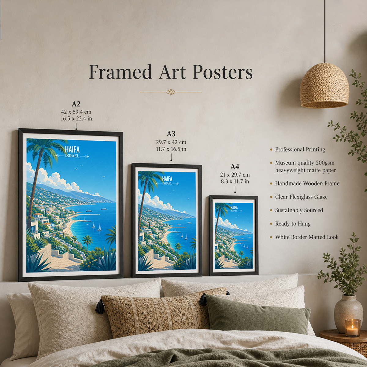 Haifa - Israel - Travel Art Wall Deco Poster - Art Print - Travel Art Poster