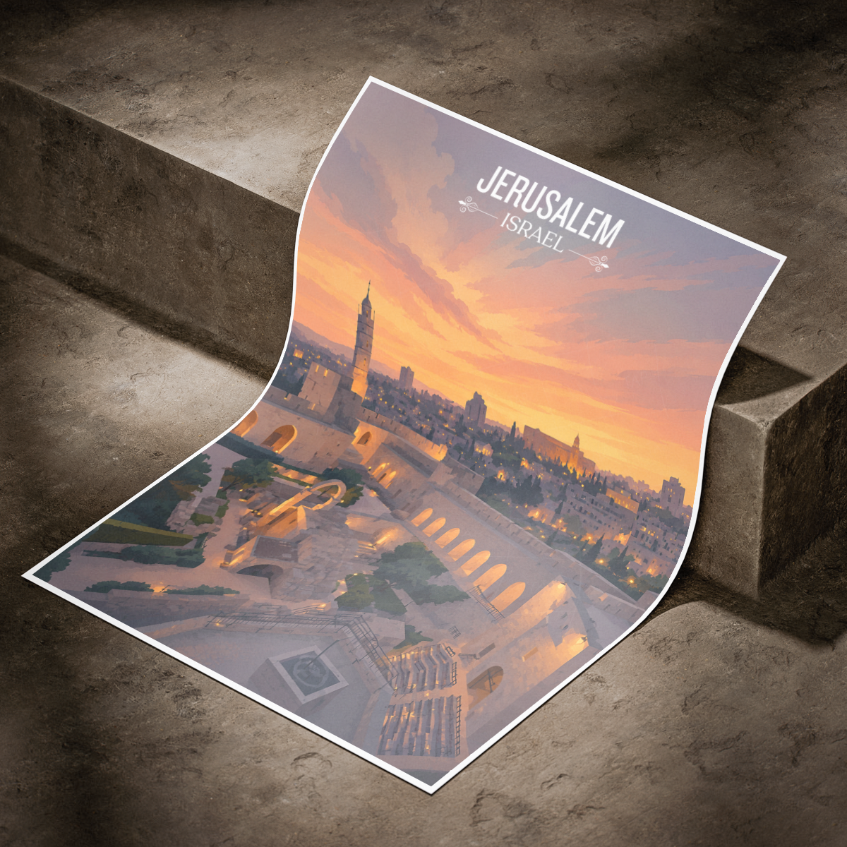 Yerushalayim - Israel - Travel Art Wall Deco Poster - Art Print - Travel Art Poster