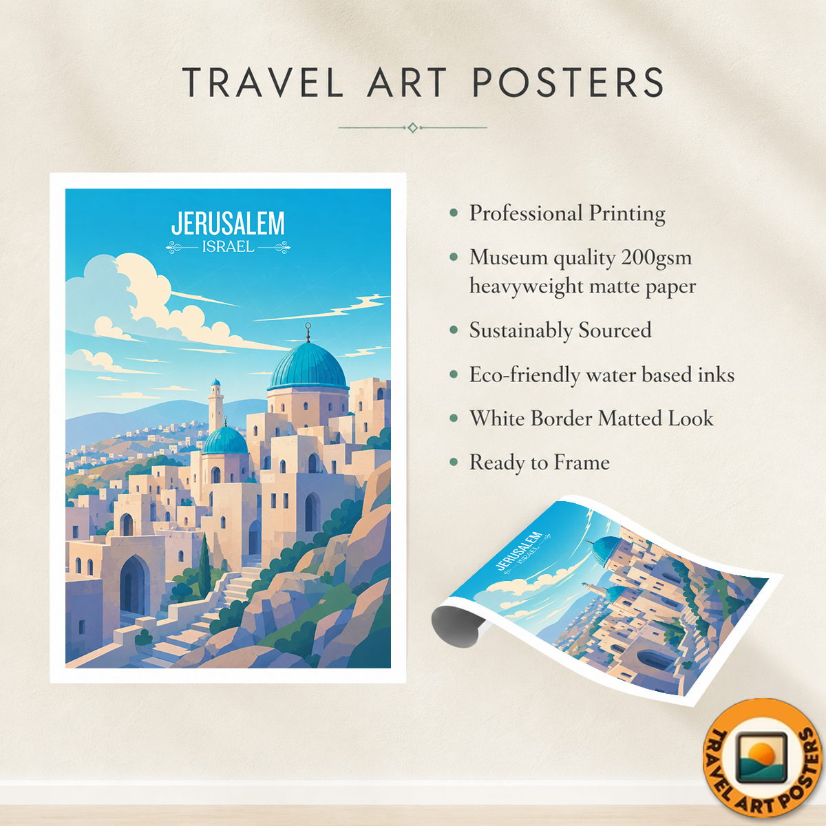 City of David - Israel - Travel Art Wall Deco Poster - Art Print - Travel Art Poster