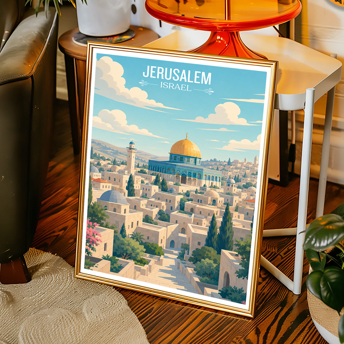 Ir Ha-Kodesh - Israel - Travel Art Wall Deco Poster - Art Print - Travel Art Poster
