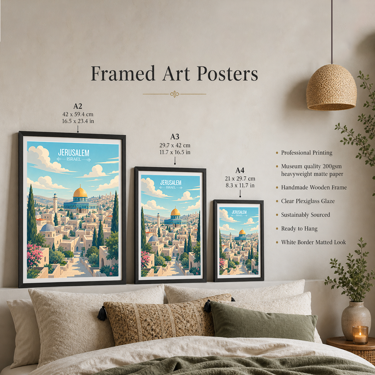 Ir Ha-Kodesh - Israel - Travel Art Wall Deco Poster - Art Print - Travel Art Poster