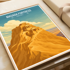 Masada Fortress - Israel - Travel Art Wall Deco Poster - Art Print - Travel Art Poster