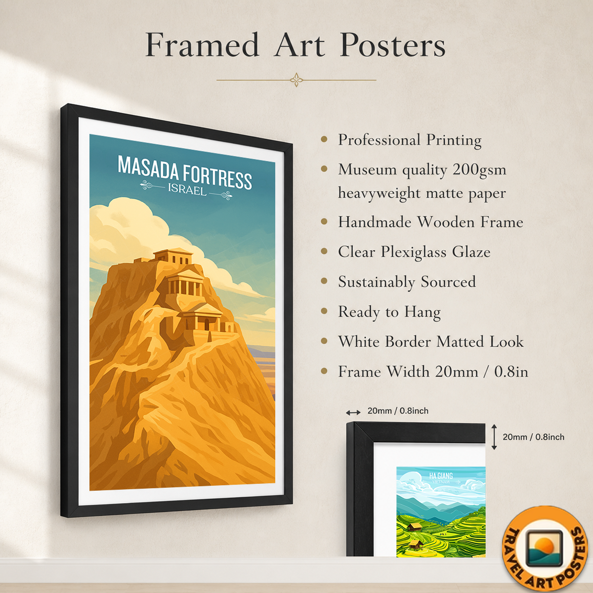 Masada Fortress - Israel - Travel Art Wall Deco Poster - Art Print - Travel Art Poster