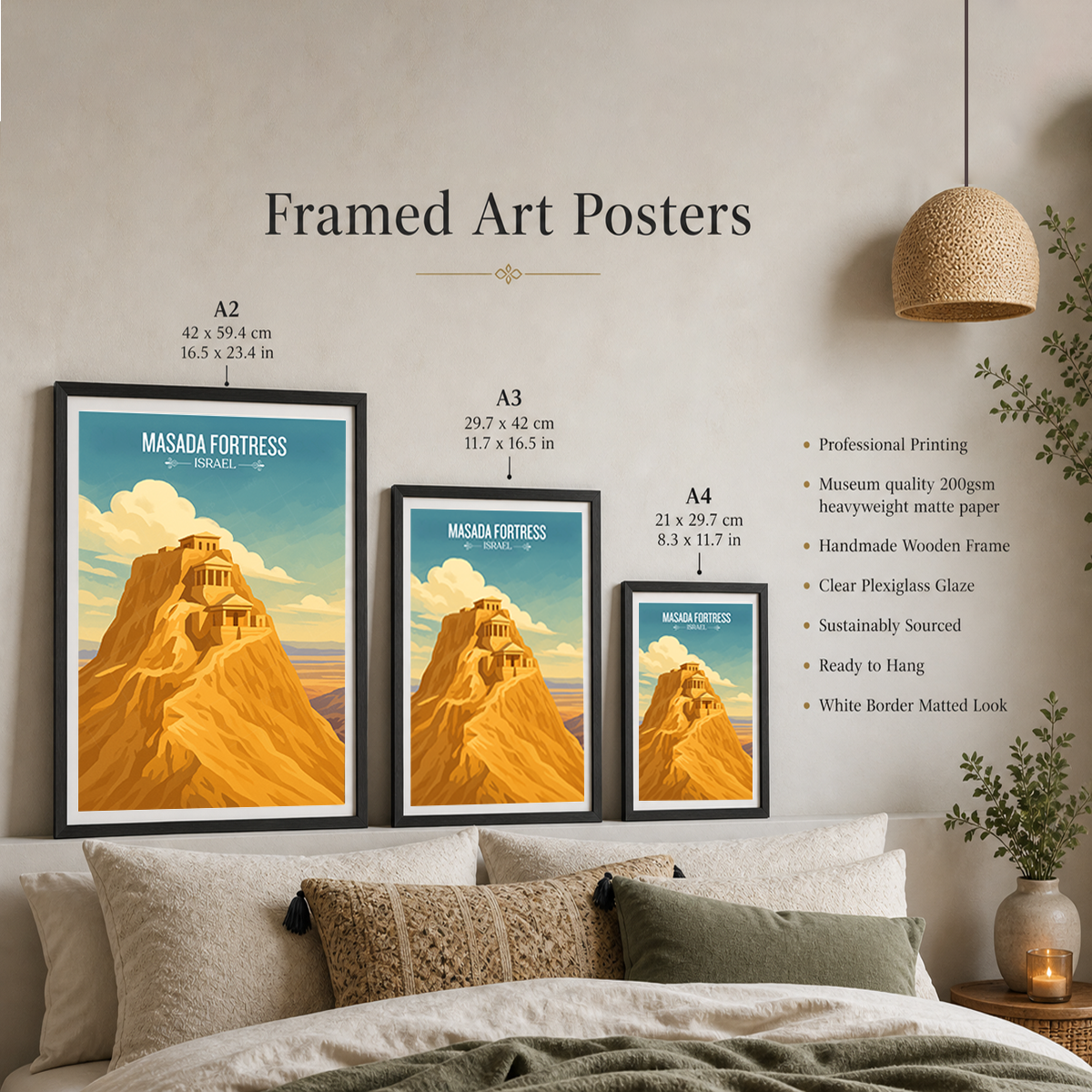 Masada Fortress - Israel - Travel Art Wall Deco Poster - Art Print - Travel Art Poster