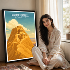 Masada Fortress - Israel - Travel Art Wall Deco Poster - Art Print - Travel Art Poster