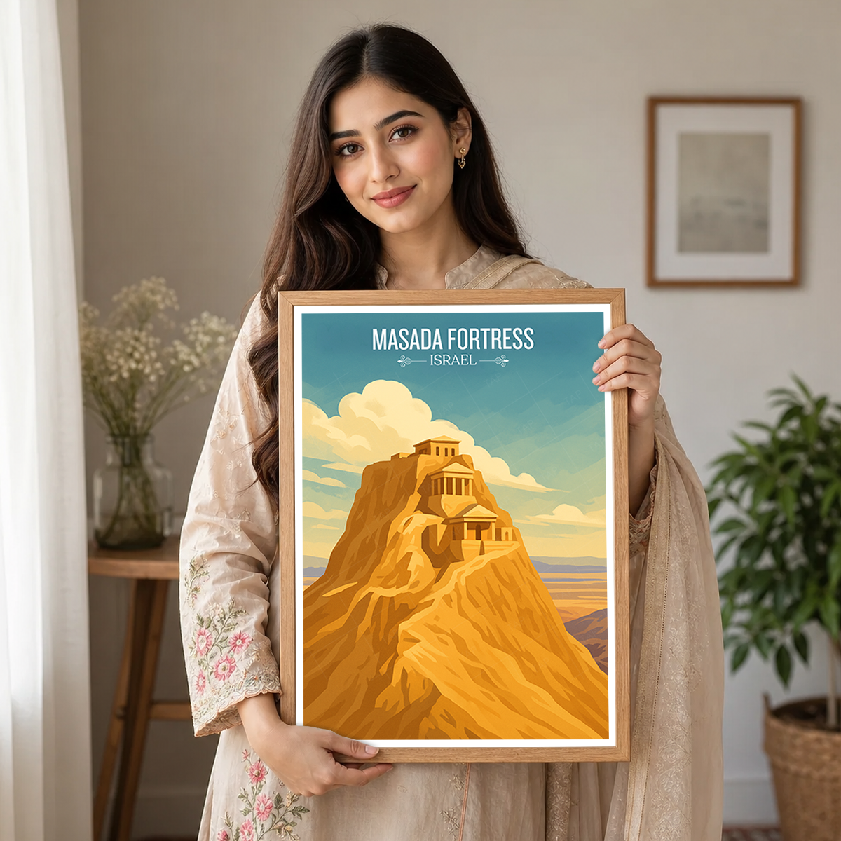 Masada Fortress - Israel - Travel Art Wall Deco Poster - Art Print - Travel Art Poster