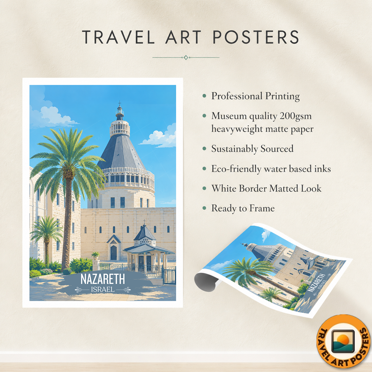 Nazareth - Israel - Travel Art Wall Deco Poster - Art Print - Travel Art Poster