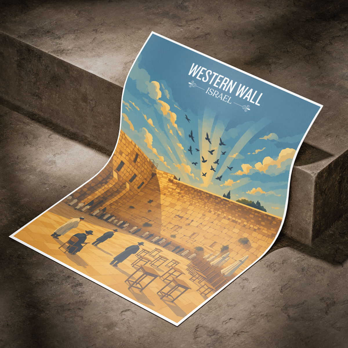 Western Wall - Israel - Travel Art Wall Deco Poster - Art Print - Travel Art Poster