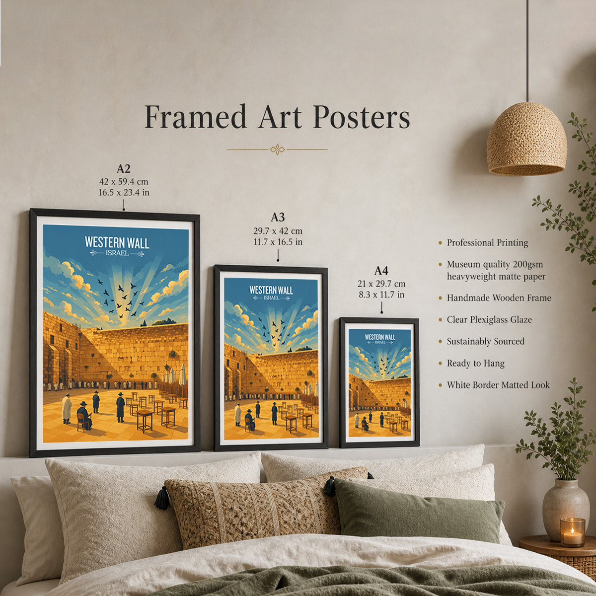 Western Wall - Israel - Travel Art Wall Deco Poster - Art Print - Travel Art Poster
