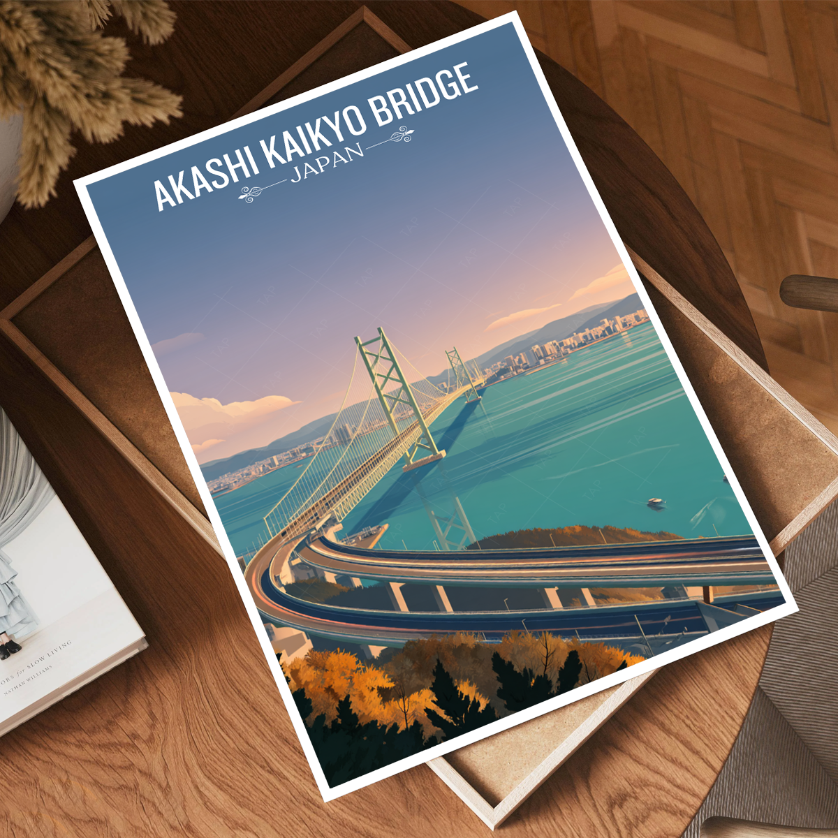 Akashi Strait Bridge - Japan - Travel Art Wall Deco Poster - Art Print - Travel Art Poster