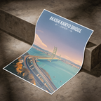 Akashi Strait Bridge - Japan - Travel Art Wall Deco Poster - Art Print - Travel Art Poster