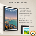Akashi Strait Bridge - Japan - Travel Art Wall Deco Poster - Art Print - Travel Art Poster