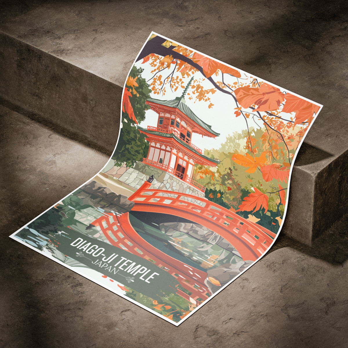 Diago-Ji Fushimi Temple - Japan - Travel Art Wall Deco Poster - Art Print - Travel Art Poster