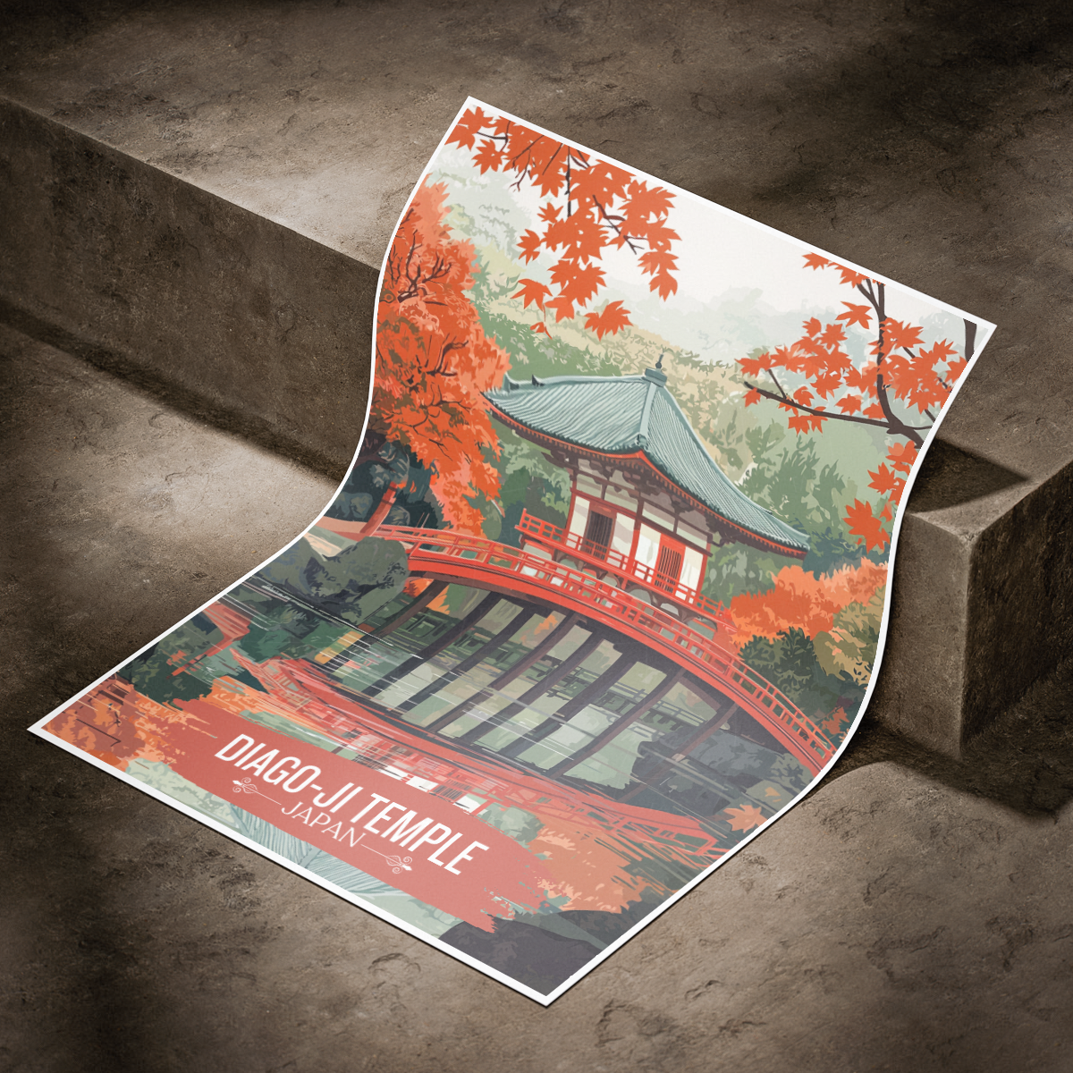 Diago-Ji Temple - Japan - Travel Art Wall Deco Poster - Art Print - Travel Art Poster