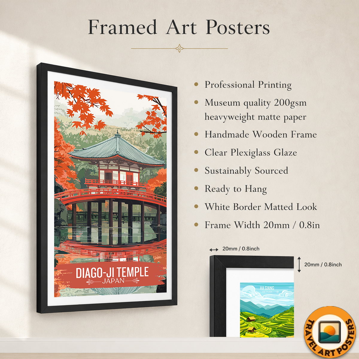 Diago-Ji Temple - Japan - Travel Art Wall Deco Poster - Art Print - Travel Art Poster