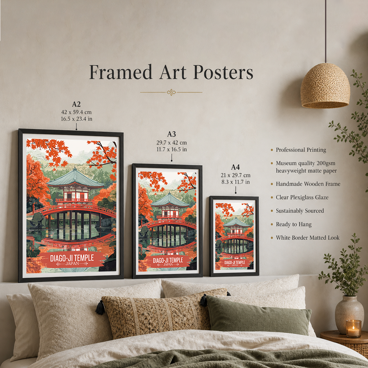 Diago-Ji Temple - Japan - Travel Art Wall Deco Poster - Art Print - Travel Art Poster