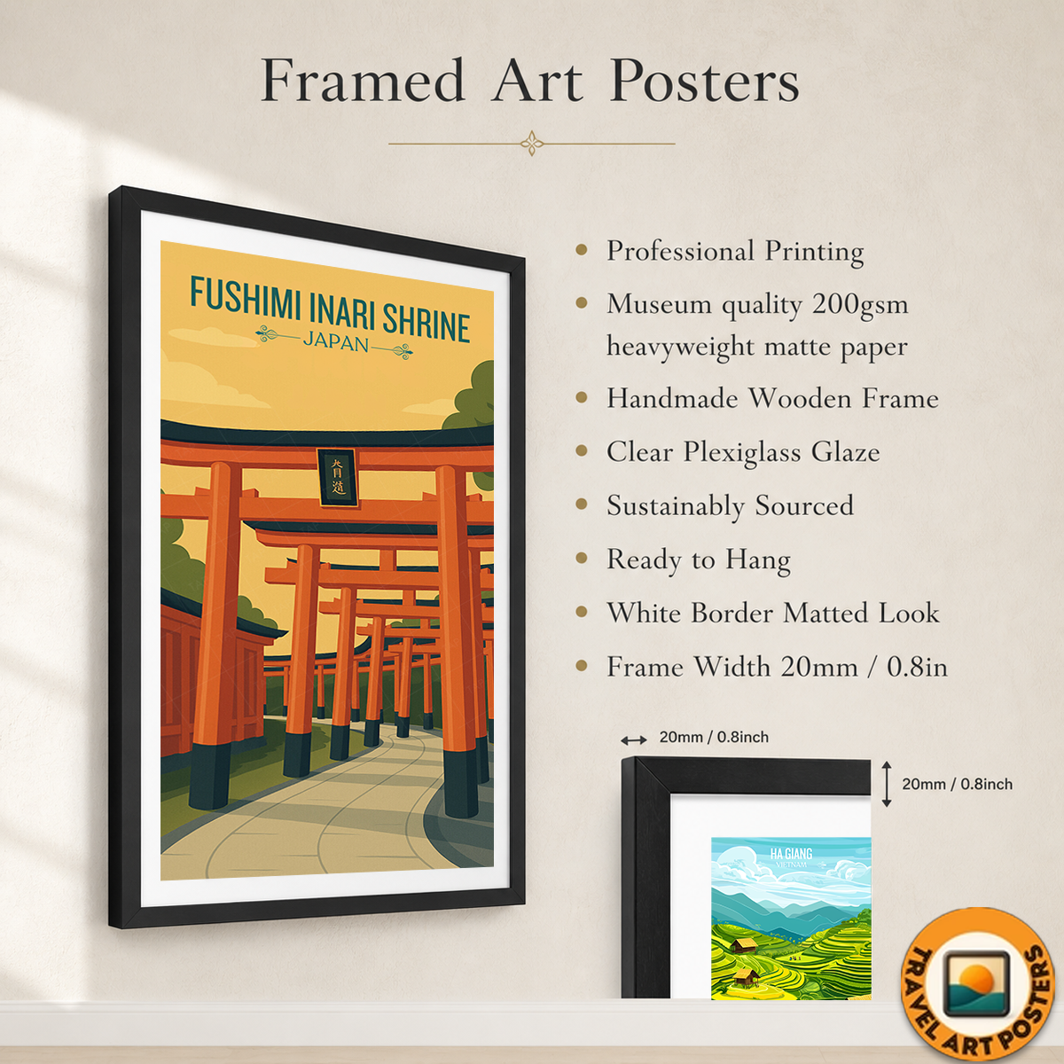 Fushimi Inari Shrine - Japan - Travel Art Wall Deco Poster - Art Print - Travel Art Poster