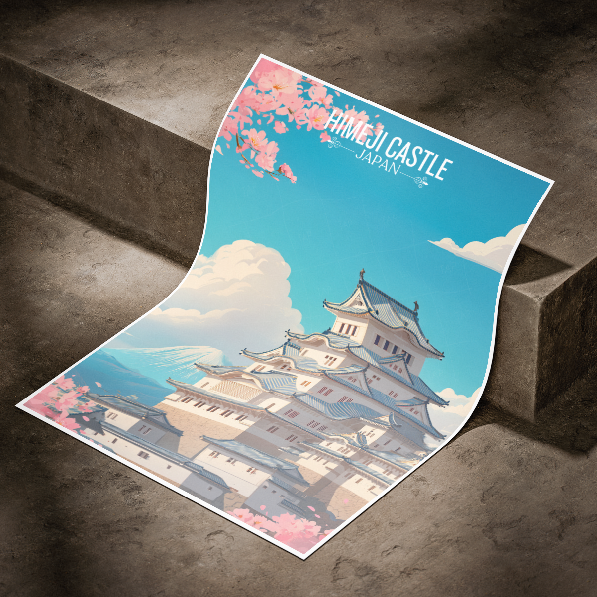 Heimeji Castle - Japan - Travel Art Wall Deco Poster - Art Print - Travel Art Poster