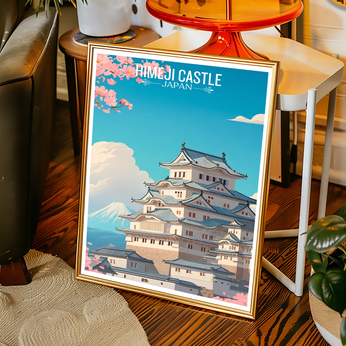 Heimeji Castle - Japan - Travel Art Wall Deco Poster - Art Print - Travel Art Poster