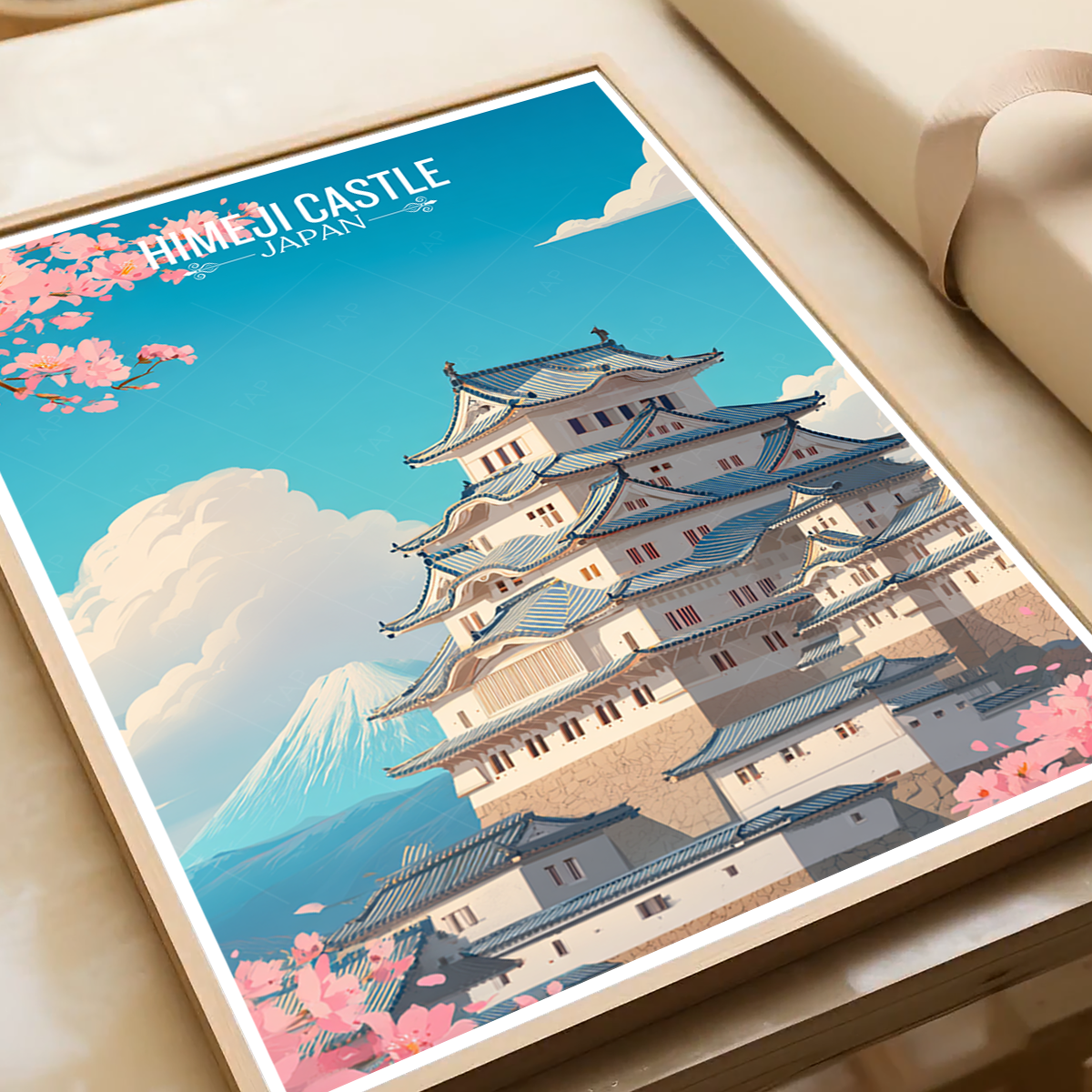 Heimeji Castle - Japan - Travel Art Wall Deco Poster - Art Print - Travel Art Poster